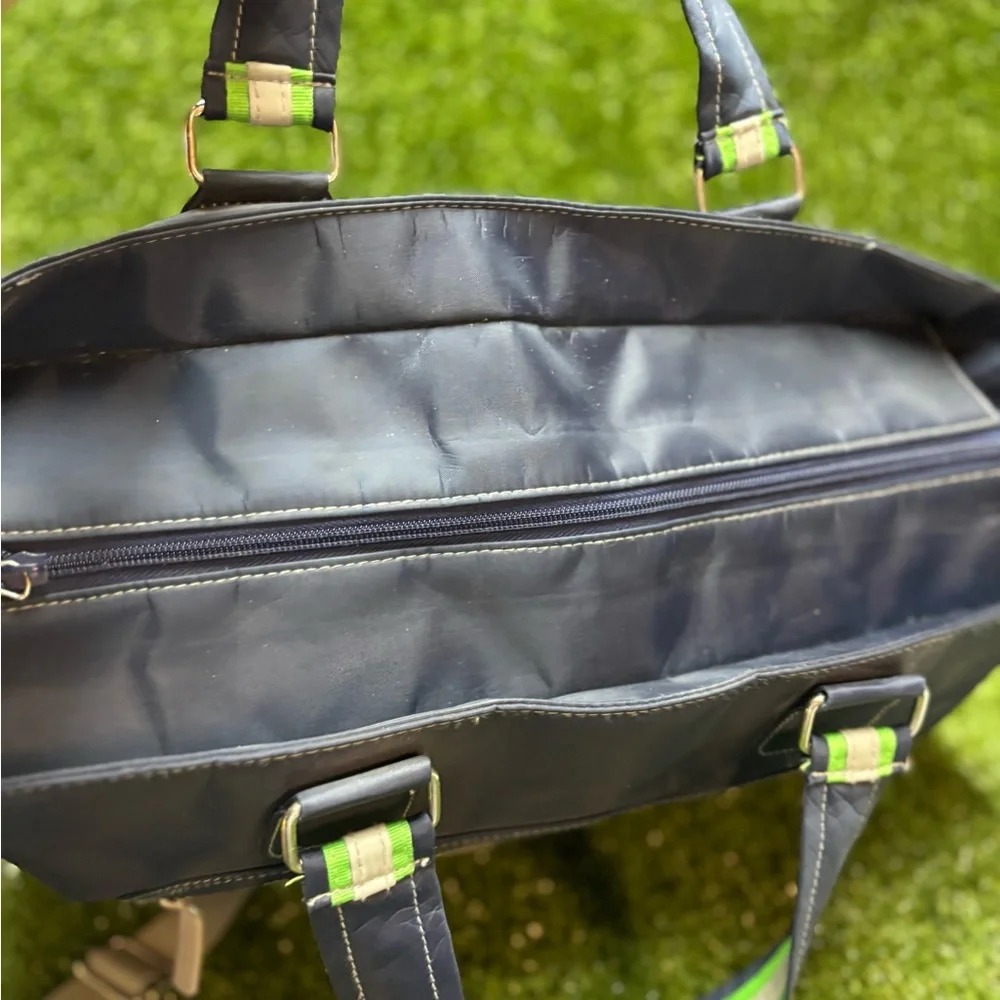 Navy Blue “DANSKIN” Tote Bag with Green Accents